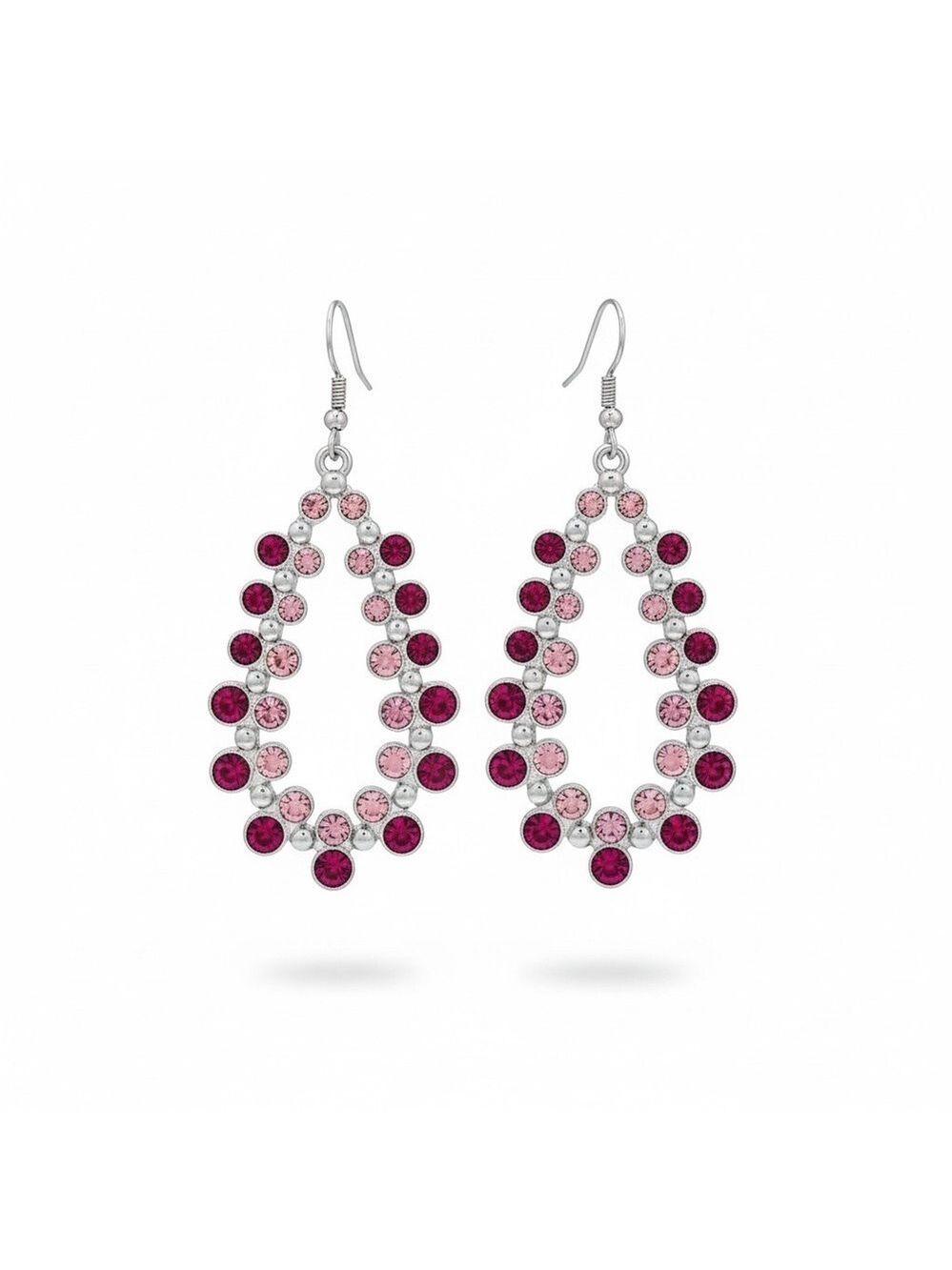 Paparazzi Earrings Fuchsia Silver Teardrop